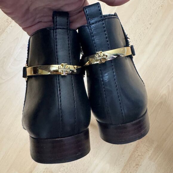 Tory Burch Boots Women's 7.5 Black Leather Ankle Bootie - Picture 4 of 8